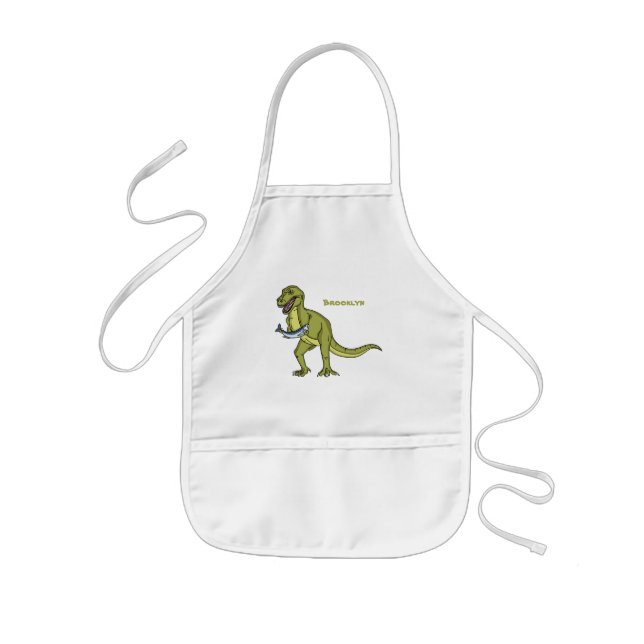 Funny T rex dinosaur illustration Kids Apron (Front)