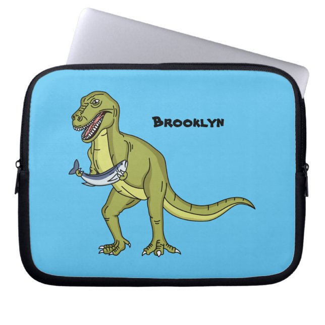 Funny T rex dinosaur illustration Laptop Sleeve (Front)