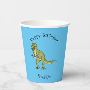 Funny T rex dinosaur illustration Paper Cups