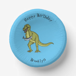 Funny T rex dinosaur illustration Paper Plate