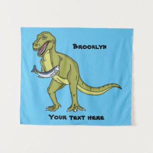 Funny T rex dinosaur illustration Tapestry