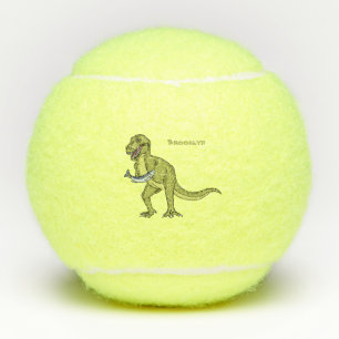 Funny T rex dinosaur illustration Tennis Balls