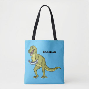 Funny T rex dinosaur illustration Tote Bag