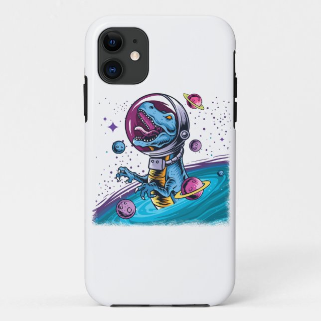 Funny T-Rex Dinosaur in Space Case-Mate iPhone Case (Back)