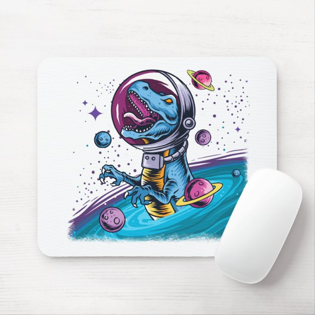 Funny T-Rex Dinosaur in Space Mouse Pad (With Mouse)