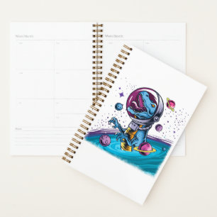Funny T-Rex Dinosaur in Space Planner