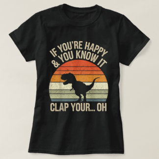 Funny T-Rex Dinosaur Meme Retro Sunset Art T-Shirt