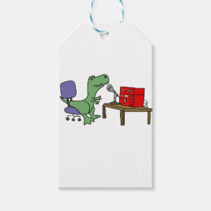 Funny T-rex Dinosaur on Ham Radio Gift Tags