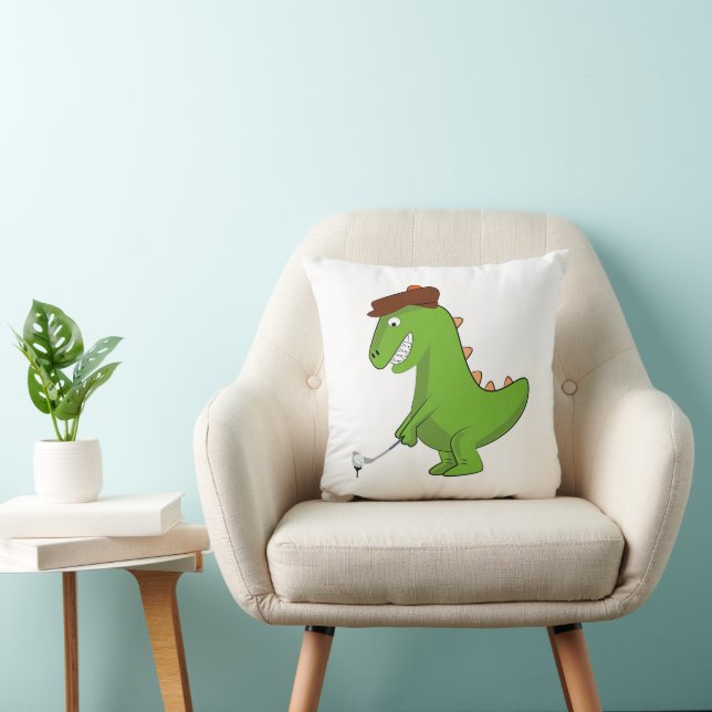 Funny T-Rex Dinosaur Playing Golf Cushion (Chair)