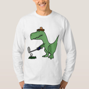 Funny T Rex Dinosaur Playing Golf T-Shirt
