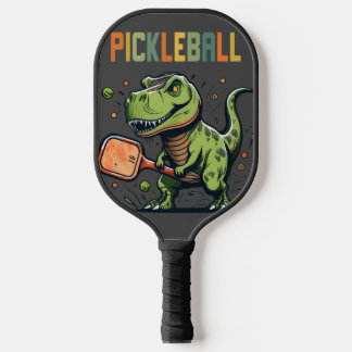 Funny T-rex Dinosaur Playing Pickleball Art Paddle