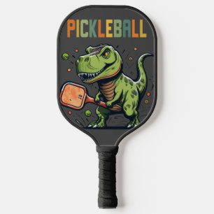 Funny T-rex Dinosaur Playing Pickleball Art Pickleball Paddle