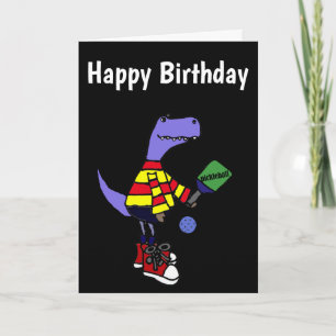 Funny T-rex Dinosaur Playing Pickleball Card