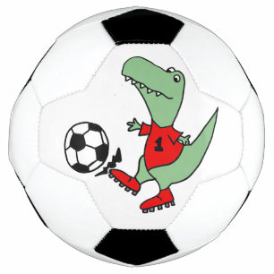 Funny T-rex Dinosaur Playing Soccer Soccer Ball