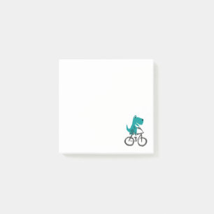 Funny T-rex Dinosaur Riding Bicycle Cartoon Post-it Notes