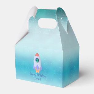 Funny T-rex dinosaur rocket School kid Birthday Favour Box