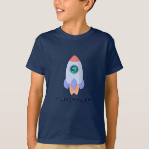 Funny T-rex dinosaur rocket School kid Birthday  T-Shirt