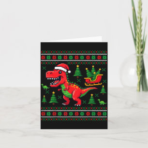Funny T-rex Dinosaur Ugly Christmas Pajama Xmas Card