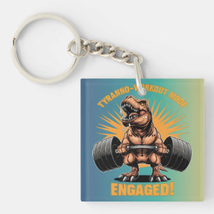 Funny T Rex Dinosaur Workout Fitness Gym Exercises Key Ring