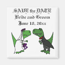 Funny T-rex Dinosaurs Bride and Groom Wedding Art