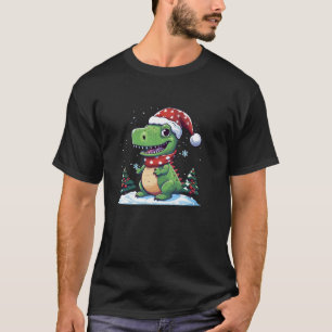 Funny T Rex Dinosaurs with Noel Hat for Xmas Eve C T-Shirt