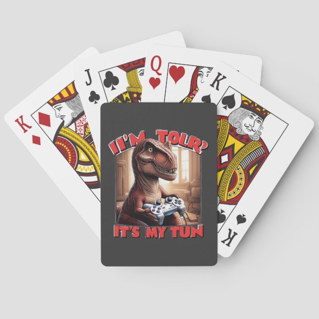 Funny T-Rex Gamer Quote Design Playing Cards (Back)
