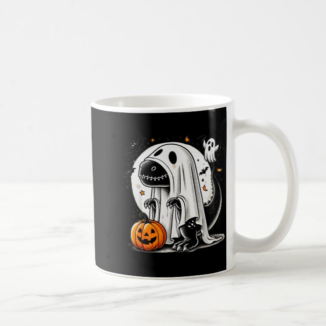 Funny T-rex Ghost Dinosaur Halloween Costume Tyran Coffee Mug (Right)