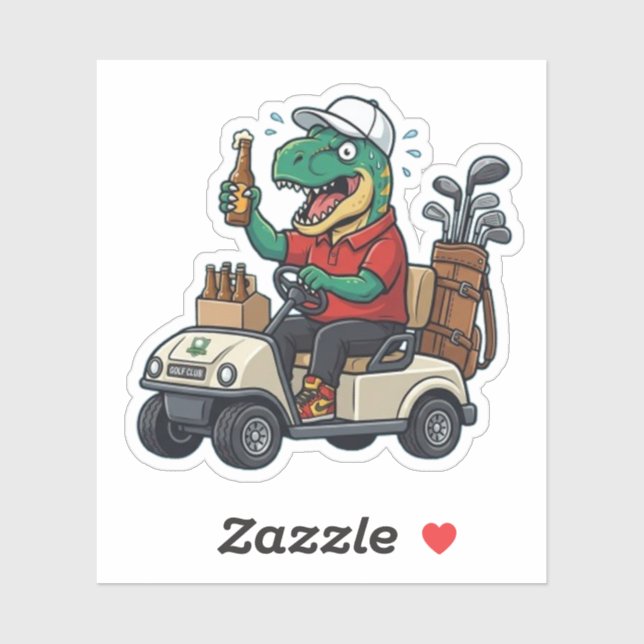 Funny T-Rex Golf Vinyl Sticker - Custom Dinosaur  (Sheet)