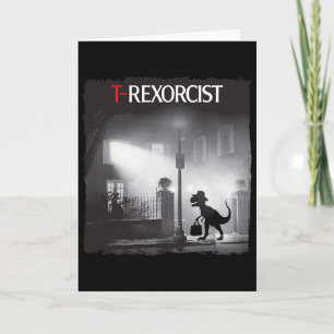 Funny T-rex Horror Parody Dinosaur Halloween Retro Card
