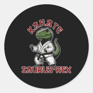 Funny T-rex Karate Dino Martial Arts Children  Classic Round Sticker