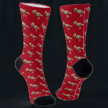 Funny T-Rex Santa Dinosaur Red Christmas Socks<br><div class="desc">Take Christmas to the next level with these Funny T-Rex Santa Dinosaur Christmas red Socks. Featuring a roaring Tyrannosaurus Rex in a Santa hat with a cheeky slogan, this bold prehistoric design is guaranteed to get everyone’s attention definitely not “elf and safety”! A fun and quirky way to spice up...</div>