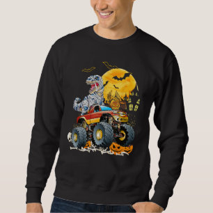Funny T Rex Saurus Riding Monster Truck Happy Hall Sweatshirt