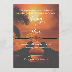 Funny T Rex Sunset Wedding Vows Renewal Invitation
