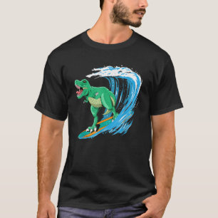 Funny T Rex Surfing Dinosaur Summer Dino Beach Sur T-Shirt