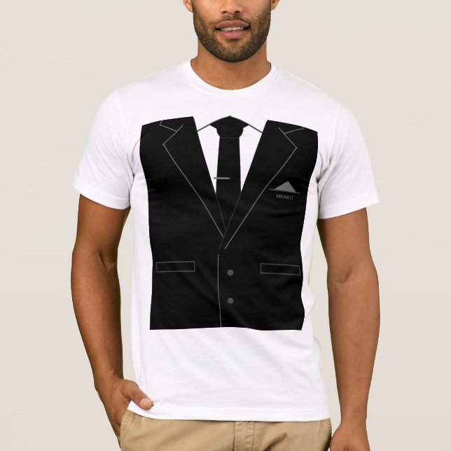 Funny T-Shirt Business Black Suit with Neck Tie (Front)
