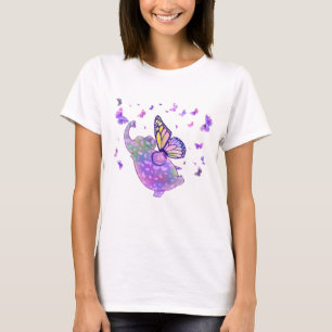 Funny T-Shirt Elephant Flying with Butterflies