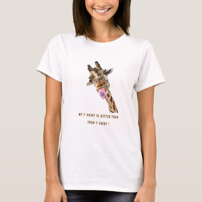 Funny T-Shirt Gift Playful Giraffe - Custom Text (Front)