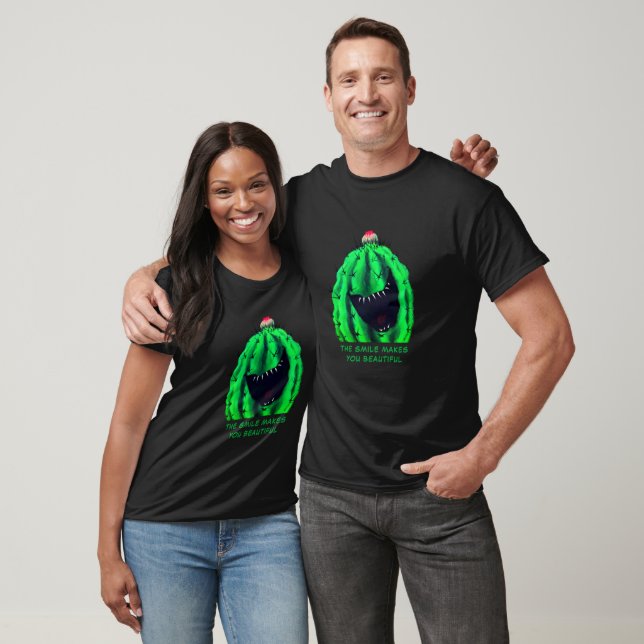 Funny T-Shirt Happy Cactus - Custom Text (Unisex)