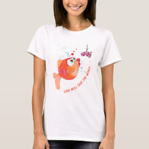 Funny T-Shirt Happy Fish and Worm Catchy Text