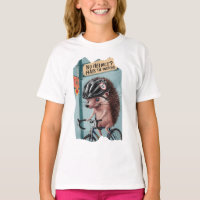 Funny T-shirt ,Hedgehog in a helmet