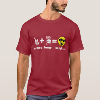 Funny T-Shirt Lacrosse + Beer = Happiness