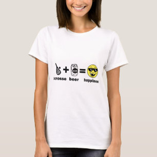 Funny T-Shirt Lacrosse + Beer = Happiness