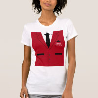 Funny T-Shirt Red Suit and Tie - Custom Name Text