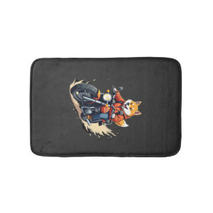 Funny T-Shirt, Shiba Inu, Motorcycle, Dog, Puppet, Bath Mat