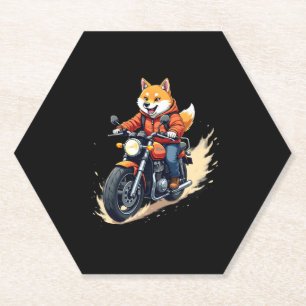 Funny T-Shirt, Shiba Inu, Motorcycle, Dog, Puppet, Paper Coaster