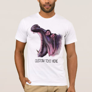 Funny T-Shirt with Big Hippo and Custom Text