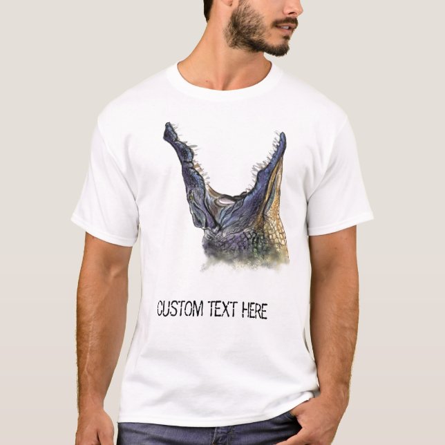 Funny T-Shirt with Crocodile with Custom Text (Front)