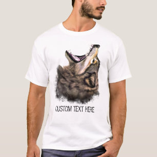Funny T-Shirt with Custom Text and Wolf