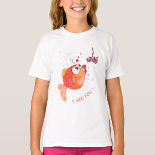Funny T-Shirt with Fish and Worm Text - Your Text