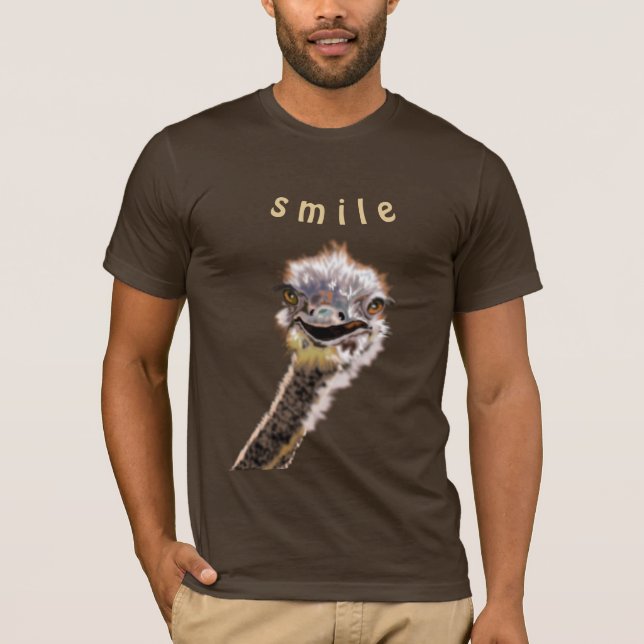 Funny T-Shirt with Happy Ostrich - Smile (Front)